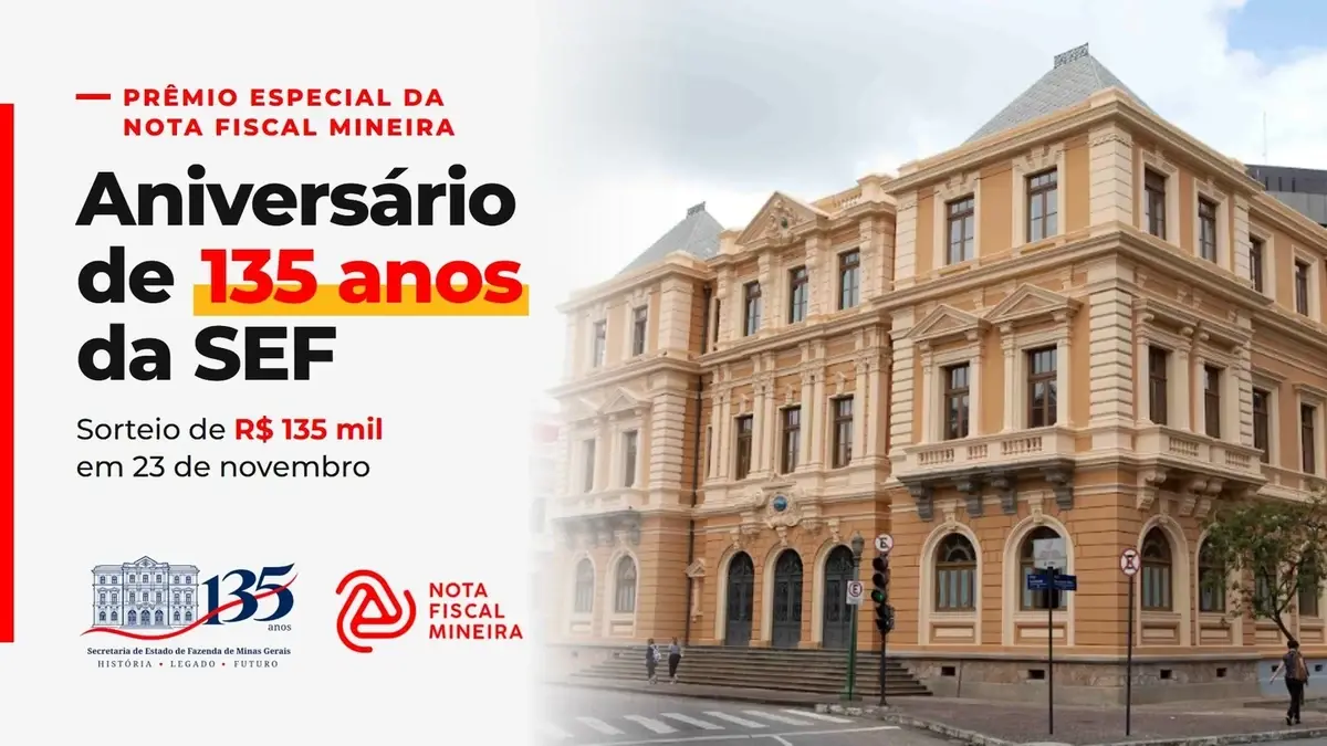 Nota Fiscal Mineira terá prêmio especial de R$ 135 mil em aniversário