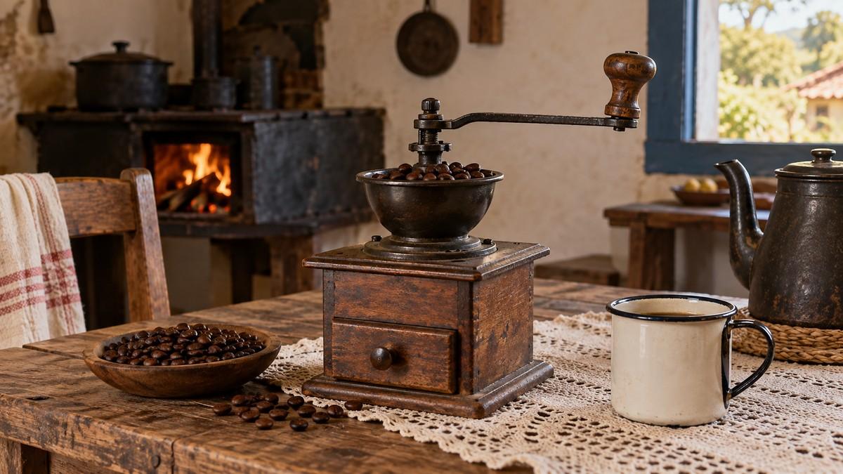 O moinho manual e o café feito na hora