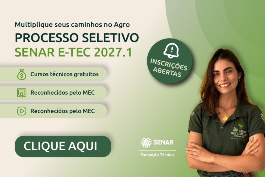 Senar e-Tec abre vagas em cursos técnicos gratuitos para o agronegócio