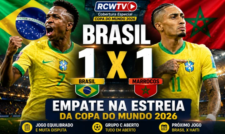 Brasil estreia com empate diante de Marrocos e adia arrancada na Copa do Mundo de 2026