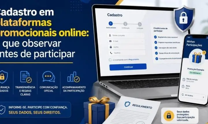 Cadastro em plataformas promocionais online: o que observar antes de participar