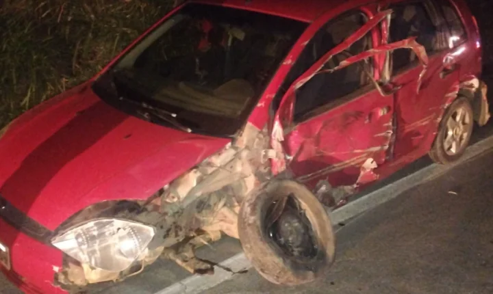 Caminhão invade pista e deixa dois feridos em acidente na BR-267, em Leopoldina