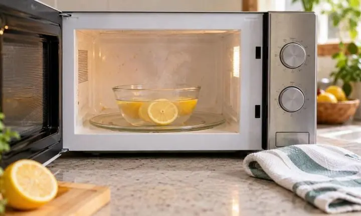 Como limpar o microondas com vapor