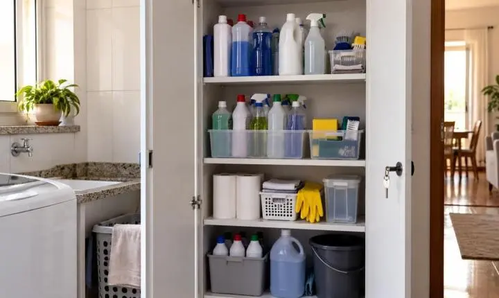 Como organizar o armário de produtos de limpeza: passo a passo seguro e prático