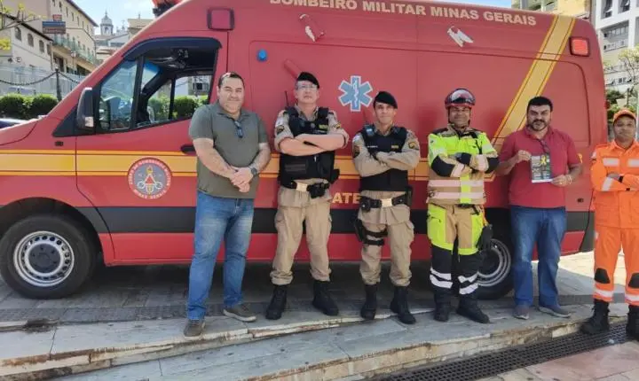 Corpo de Bombeiros participa do encerramento do Maio Amarelo em Congonhas