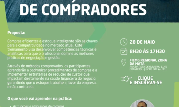 FIEMG Zona da Mata promove treinamento em Juiz de Fora para fortalecer a gestão de compras corporativas