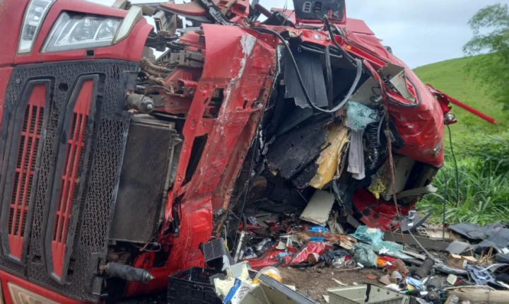 Motorista morre após caminhão de transporte de bois bater de frente com veículo de sorvetes em MG