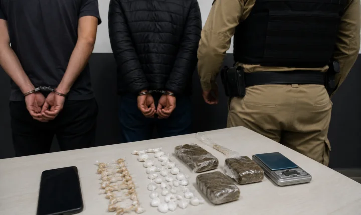 Polícia Militar prende suspeitos por tráfico de drogas e captura foragido da Justiça na região de Barbacena